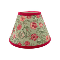 Floral lampshade in pink and green on white background