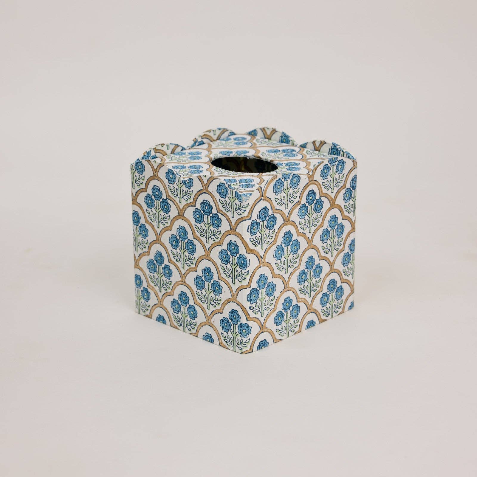 Tissue Box, Blue Floral Trellis