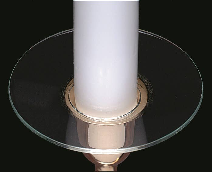 Plain Glass Candle Drip Tray, a pair