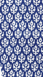 White floral pattern on a blue background
