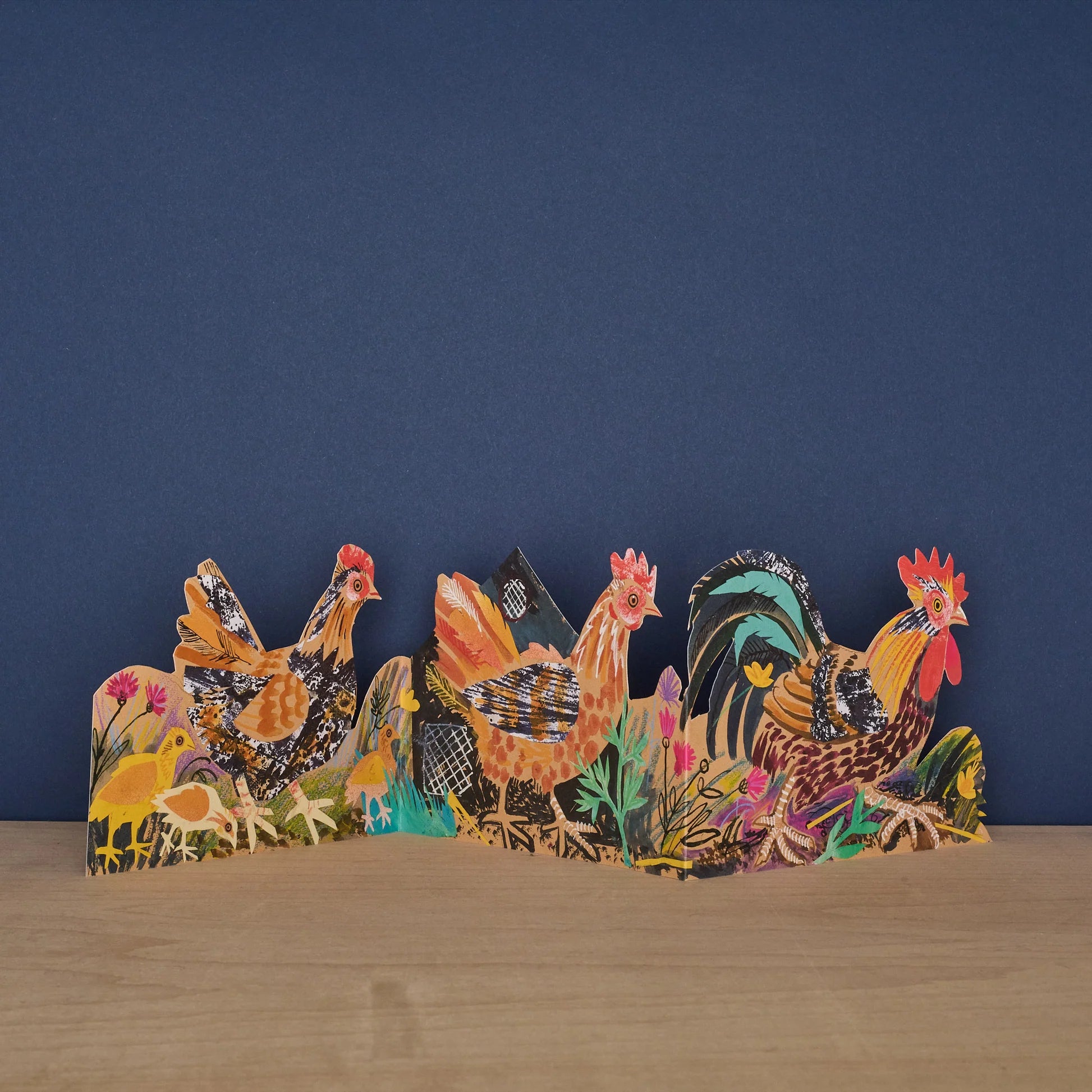 Card Mark Hearld 's  Three Foldout Chickens
