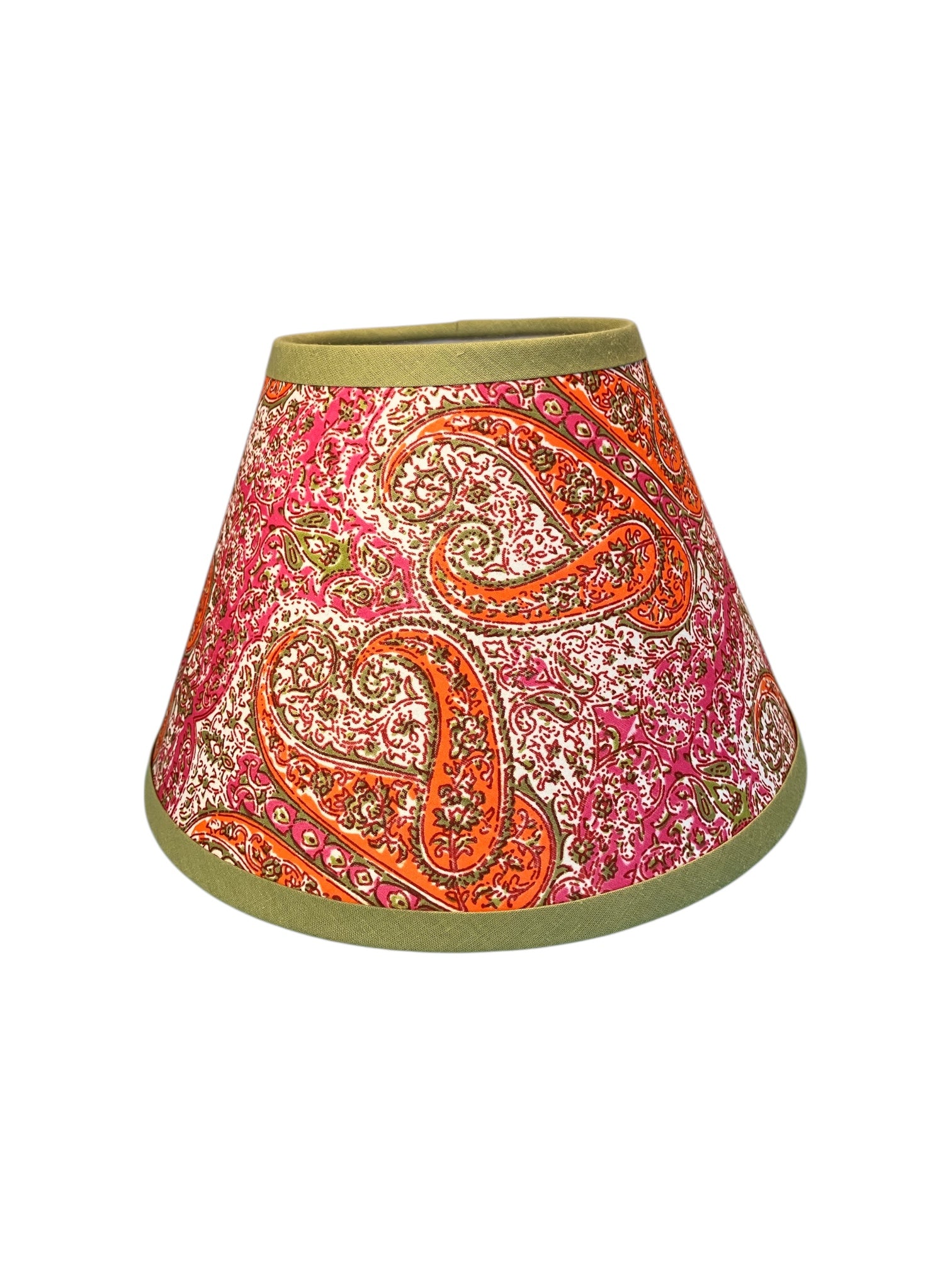 Decorative lampshade with paisley pattern on a white background