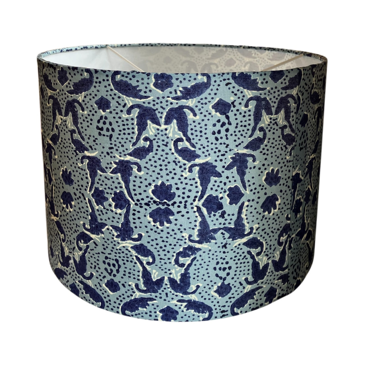 30cm Drum Lampshade, Blue on Blue