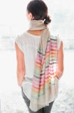 back view of striped scarf been worn