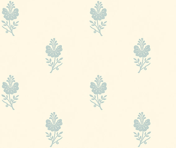 Victoria Cream/Skyblue Wallpaper