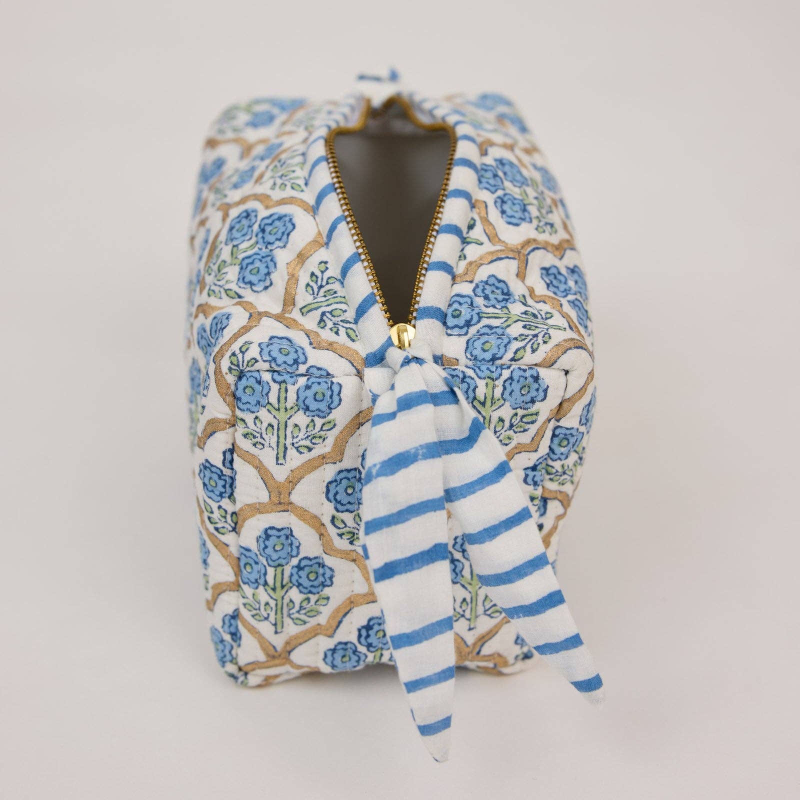 Organic Cotton Wash Bag (Small) - Trellis Indigo