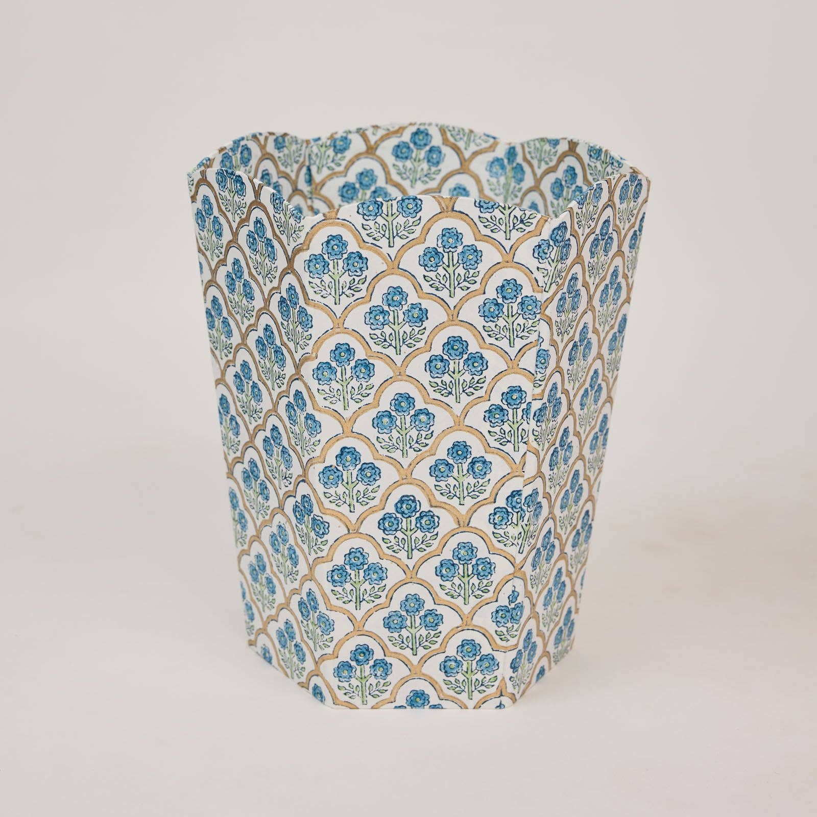 Waste Paper Basket - Blue Floral Trellis