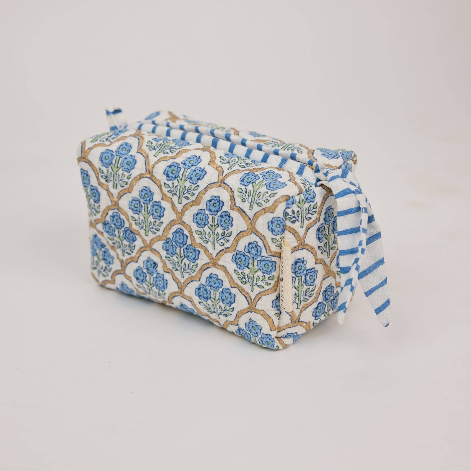 Organic Cotton Wash Bag (Small) - Trellis Indigo