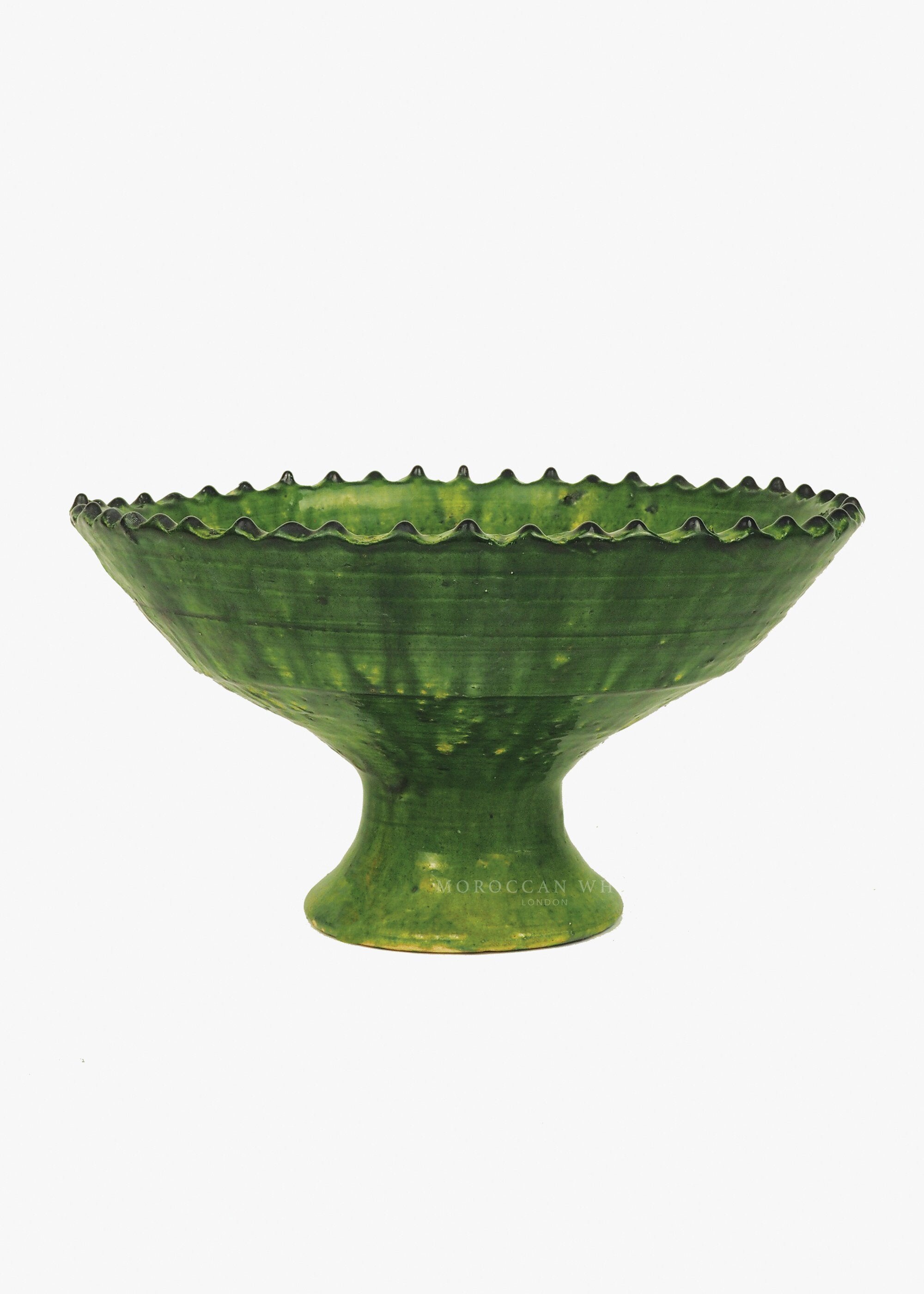 Tamegroute Pedestal Bowl Green Medium