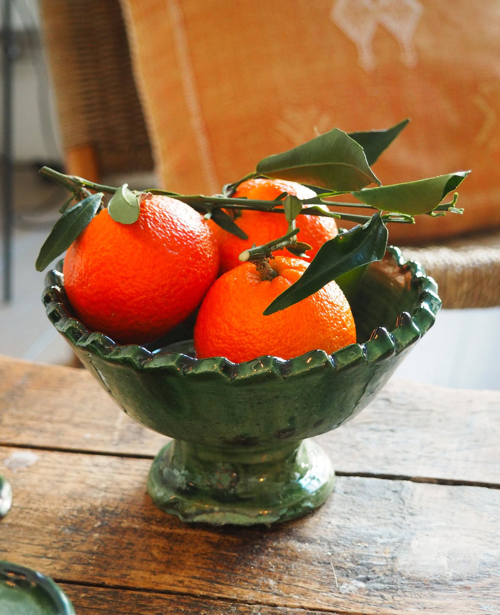 Tamegroute Pedestal Bowl Green Medium
