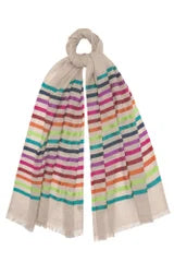 rainbow striped scarf on white background