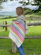 person wearing striped  scarf