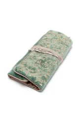 Jewellery Roll with Gold Embroidery, Mint