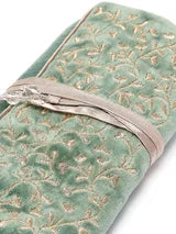 Jewellery Roll with Gold Embroidery, Mint
